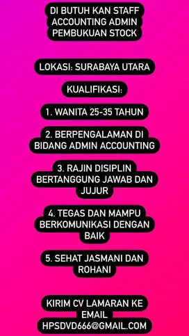 Admin accounting pembukuan stock