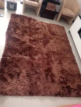 KARPET PERMADANI BULU TEBAL SEKALI WARNA COKLAT 240 X 180