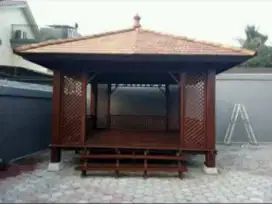 Gazebo bahan kayu kelapa minimalis