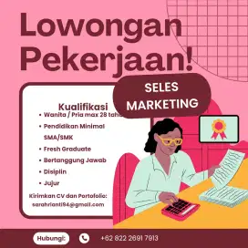 DICARI TELEMARKETING WANITA BISA BEKERJA DALAM TARGET,JUJUR & DISIPLIN