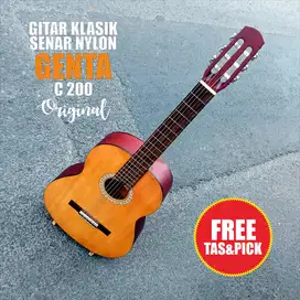 GITAR KLASIK SENAR NYLON GENTA C200 NATURAL ORIGINAL