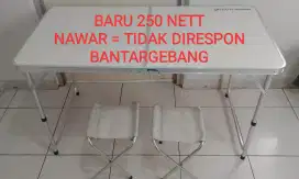 Meja lipat portable+kursi 250 nett baru