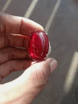 Cincin batu permata merah Siam jumbo