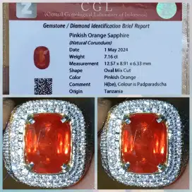 Natural Pinkish Orange Sapphire Tanzania 7 Crat