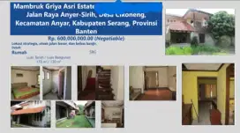 Dijual Rumah Mambruk Griya Asri Estate Desa Cikoneng Serang