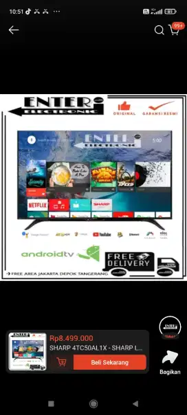 Sharp 50 inch digital & android tv.4k, HDR,bluetooth
