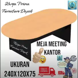 Meja Meeting Rapat Oval 240x120x75 kuat awet spesial 2Juta free ongkir