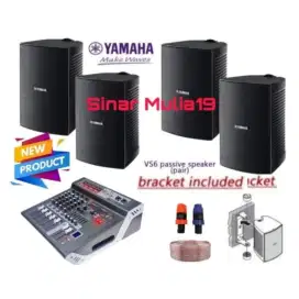 Paket sound speaker pasif YAMAHA 6 inch + power mixer bluetooth 4chh
