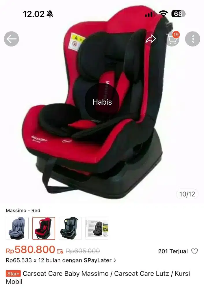 carseat care baby massimo ex kado masih baru belum dibuka