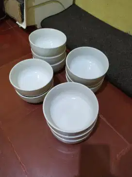 Mangkok keramik putih polos tebal diameter 6 inch