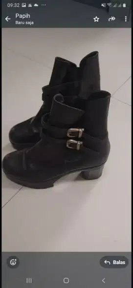 SEPATU BOOTS KULIT ASLI NO 38 BARU PAKAI 2 X