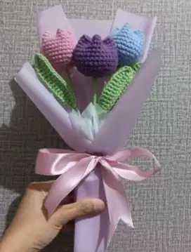 BUKET BUNGA TULIP.RAJUT 3IN1