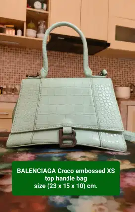 BALENCIAGA Croco embossed top handle bag