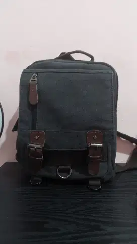 Tas kanvas Legum's tas slingbag / ransel mini 2 in 1 unisex