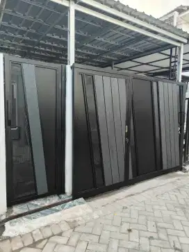 Pintu pagar dobel sleding model menawan