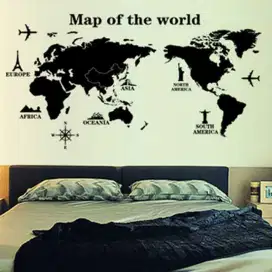 Stiker Wallpaper Dinding World Map Decoration 