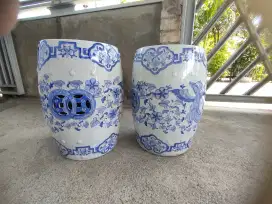 Kursi Keramik Oriental Chinese Ceramic Porcelain Drum Stool In Blue