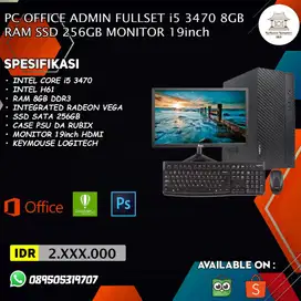 PC OFFICE ADMIN FULLSET i5 3470 8GB RAM SSD 256GB Monitor 19Inch