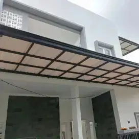 Kanopi minimalis atap alderon single layer talang air profil modern