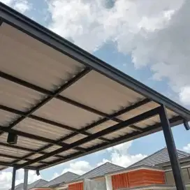 Kanopi minimalis atap alderon single layer talang air profil modern