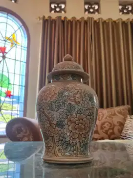 Guci Keramik China Model Toples (Bisa Dibuka Atasnya) Tinggi 30cm