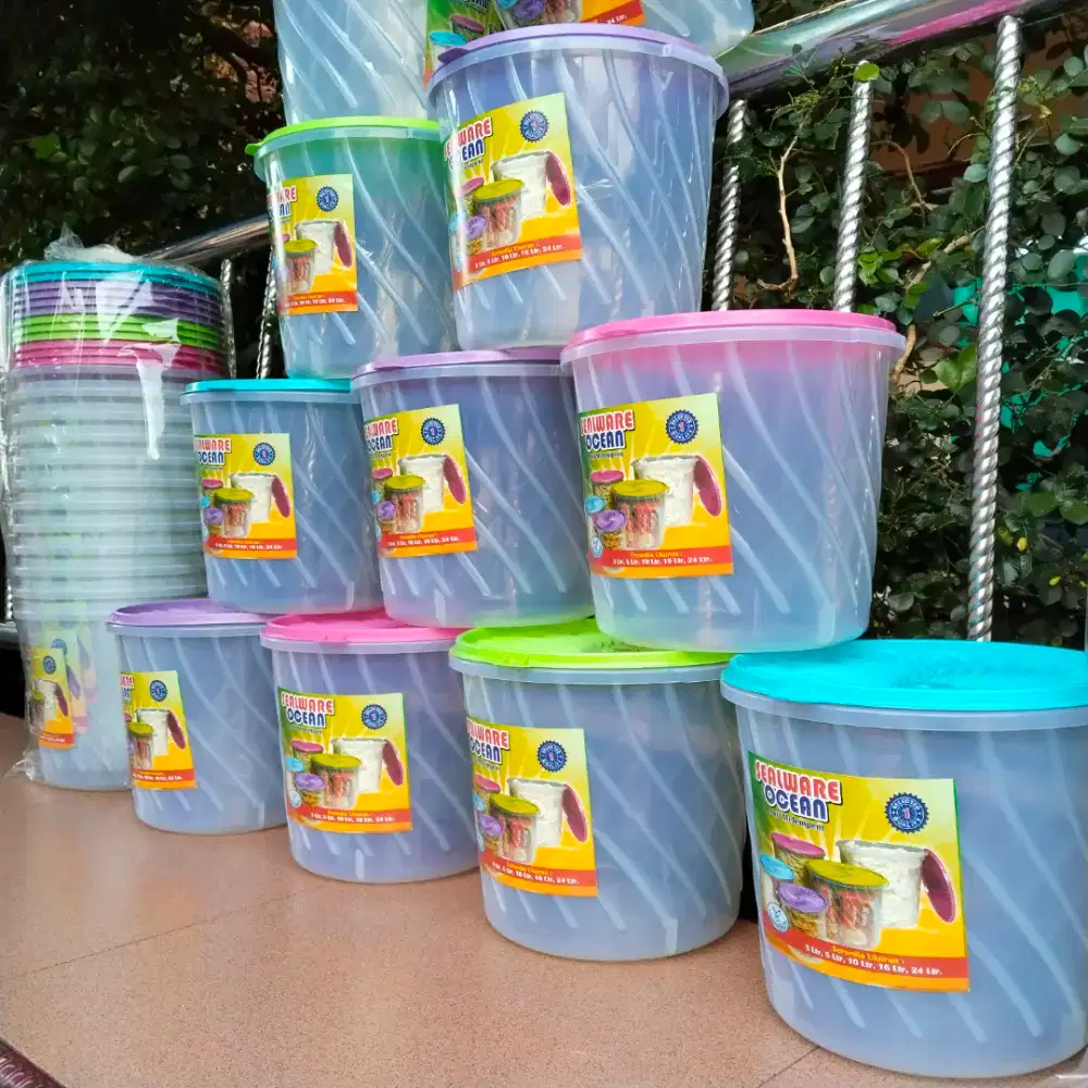 12 Pcs Toples Plastik 5 Liter Motif Garis