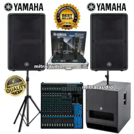 Paket sound system speaker aktif Yamaha 15inc+mixer Yamaha 16ch Ori