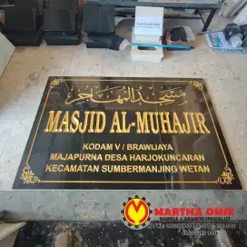 PAPAN NAMA MASJID MARMER HITAM 120x180 CM