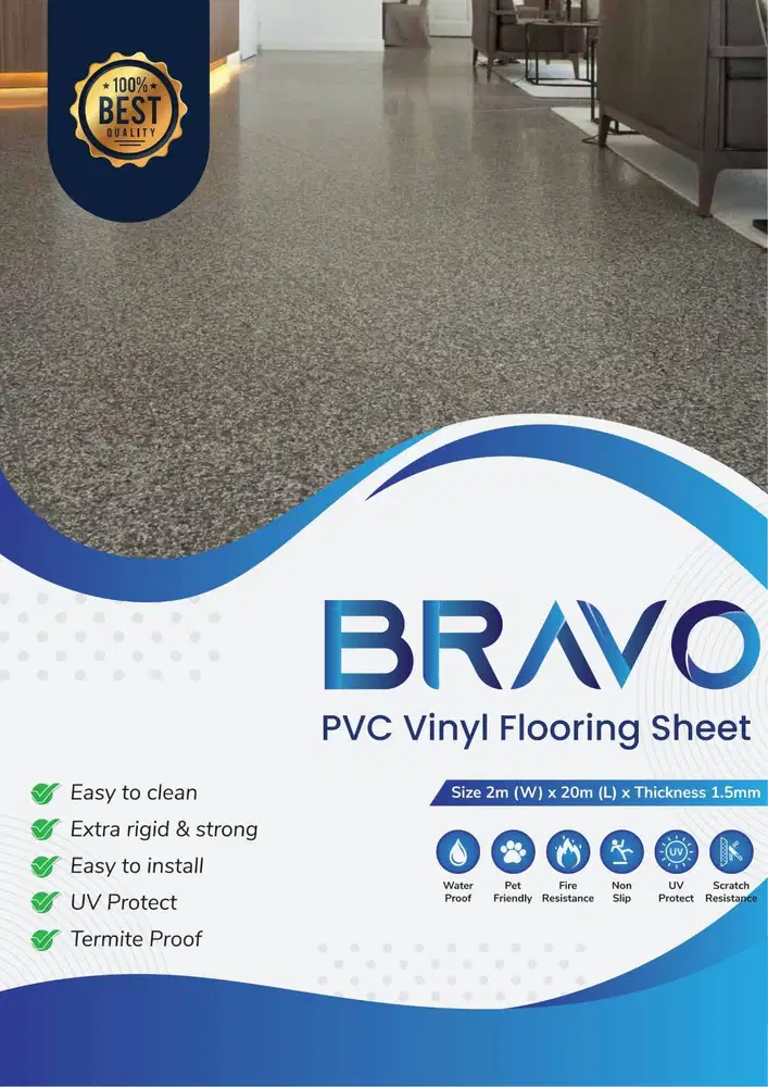 Lantai Vinyl Roll BRAVO Tebal 1,5mm/Vinyl Roll Meteran/Harga Per-Meter