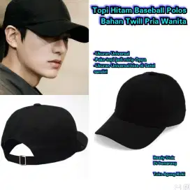 Topi Hitam Baseball Polos Bahan Twill Pria Wanita Topi Keren Cocok