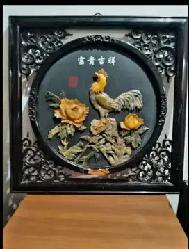 Hiasan dinding batu giok bentuk ayam