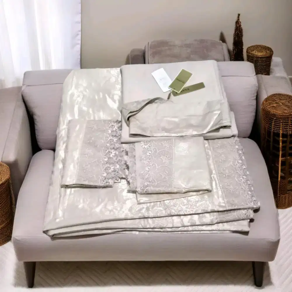 Bedding Set Bahan Katun Bordiran Satin Jacquard