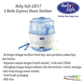 Baby Safe 6 Bottle Express Steam Sterilizer - Alat Steril Botol Susu