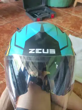 Helm Zeus ZS 613c blue modular double visor, BU, Harga Pas saja (Net)