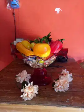 Pajangan Set Buah² an Crystal { 8 Pcs } + Tempat Buah Crystal
