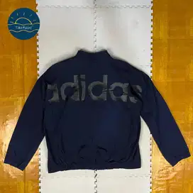 Original Adidas Zipper Nylon Jacket Big Logo Blue Navy