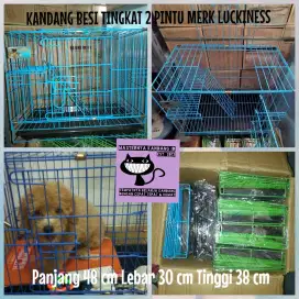 KANDANG BESI MEDIUM 2 PINTU TINGKAT P48CM MERK LUCKINESS