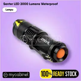 Senter LED Pocket 2000 Lumens Waterproof Gratis Charger + Box Anti Air