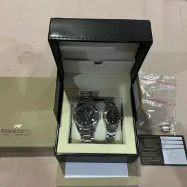 Jam Tangan Couple Braun Buffel BB 1005-1331 Silver Original Second