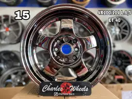 velg baru worksmeister black chrome R15