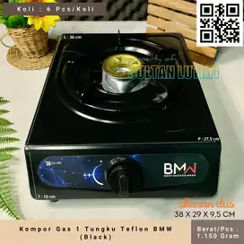 Kompor Gas 1 Tungku Teflon BMW (Black)