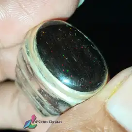 Batu Cincin Akik Permata Natural Opallized Wood Black Opal Ruyung