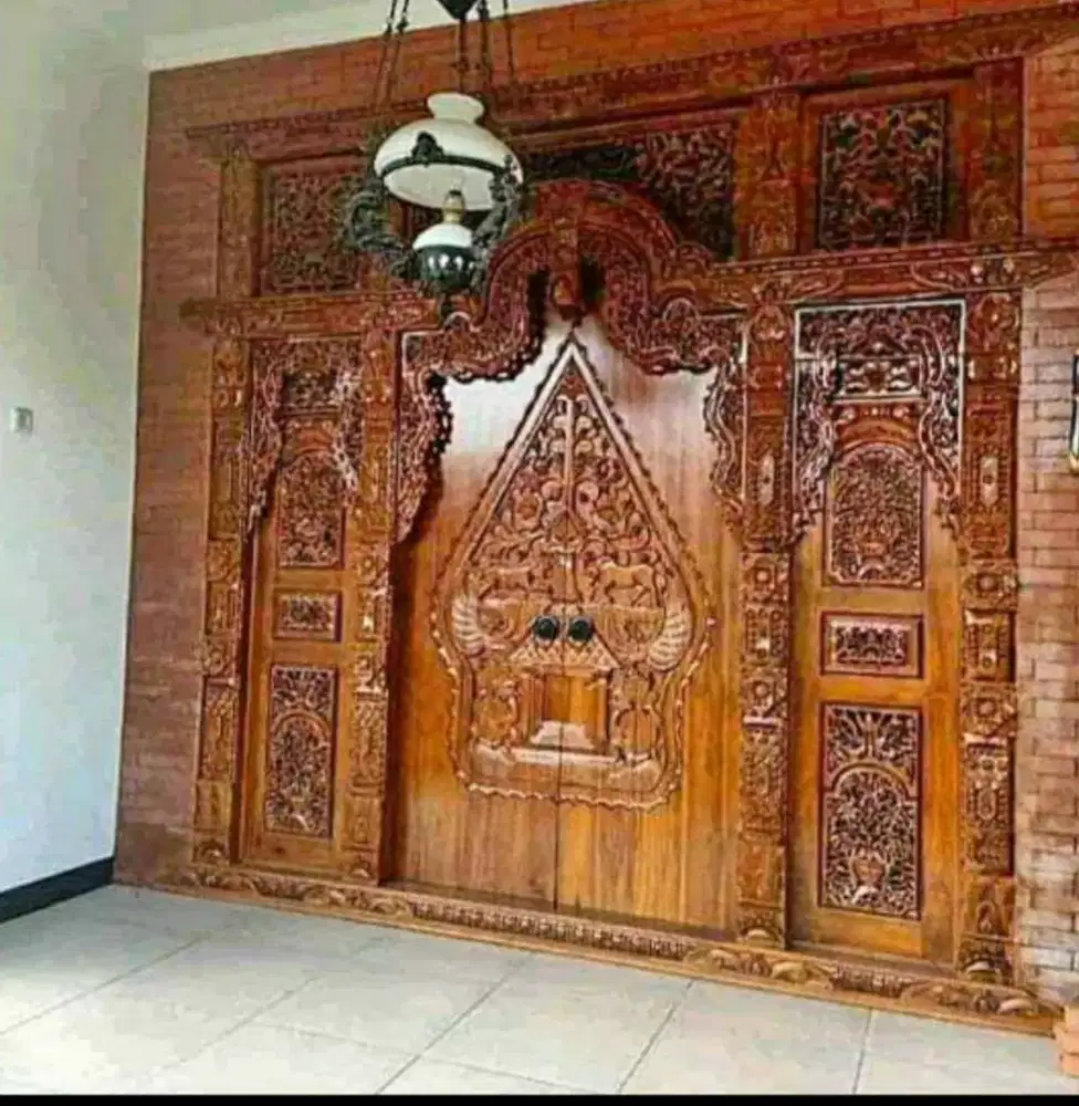 READY pintu gebyok wayang full ukir kayu jati