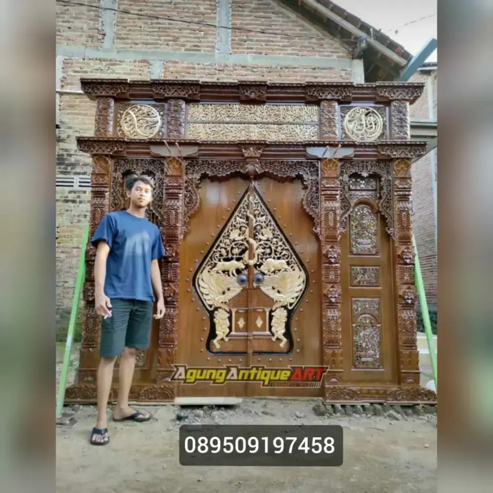 ready pintu gebyok wayang full ukir jati