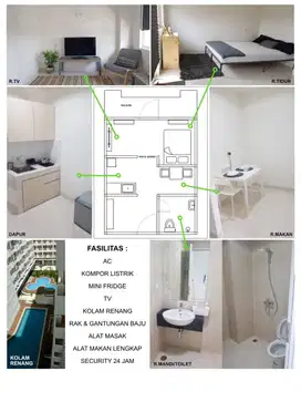 Dijual CEPAT Apartemen 1 Bedroom Sentul - 30m2 - AEON, IKEA 2 menit.