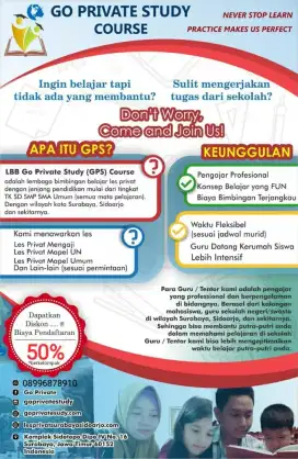 Les Privat Bimbel Sekolah (Guru Datang Ke Rumah Siswa)
