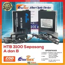 HTB-3100 Media Konverter Fiber Optik Single Mode dengan 5V 2A EU adapt