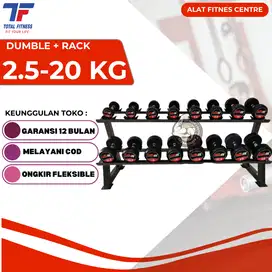 Dumble Set 2,5-20 Kg + Rack - Dumbbell Barbel Total Fitness