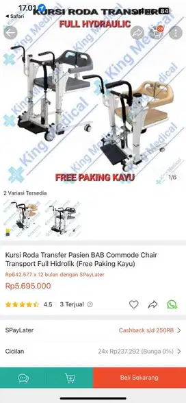 Kursi roda lansia commode