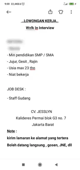 Loker anak gudang Jak bar